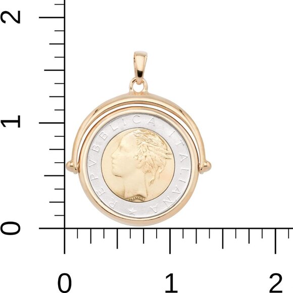 Italian 18K Gold Plated 925 Sterling Silver Genuine 500-Lira Reversible Flip Coi - Picture 5 of 6